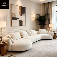Canapé modulaire incurvé de luxe nordique en tissu bouclé doux, grand canapé d'angle avec chaise longue pour maison, villa, appartement
