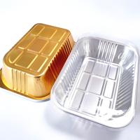 Boîte alimentaire rectangulaire dorée en aluminium de qualité supérieure, idéale pour la cuisson directe au four