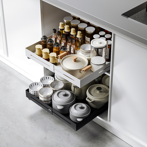 Étagères coulissantes réglables pour armoire, organisateur extensible à 3 rails, sans perçage, pour cuisine et garde-manger, étagères adhésives enroulables - Product Image 6