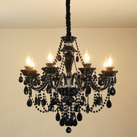 Lustre vintage européen en cristal K9 noir, style gothique, pour villa, salon, hall d'hôtel, décoration intérieure, éclairage