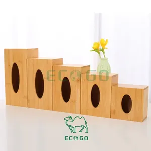 Boîte à mouchoirs en bambou en bois 100% Nature porte-serviettes avec logo personnalisé pour comptoir de table à manger vente en gros - Product Image 6