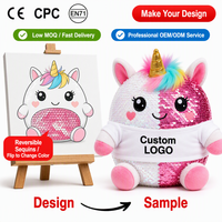Fabricant de jouets en peluche personnalisés, poupée en peluche personnalisée, licorne à paillettes réversibles, logo personnalisé, jouet mascotte mignon de forme ronde
