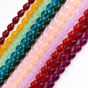 Perles en verre transparentes en forme de goutte d'eau, pré-percées, 8x10mm, avec trou central, pour la fabrication de bijoux, bracelets, colliers, boucles d'oreilles, artisanat DIY, vente en gros - Product Image 1