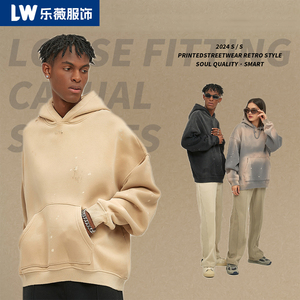 Sweat à capuche unisexe pour homme en coton lourd vintage uni respirant ample pour l'hiver - Product Image 1