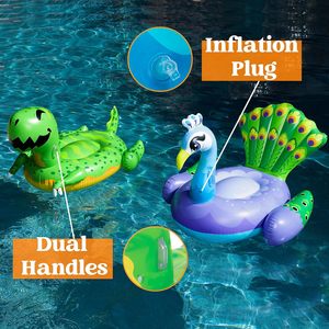Ensemble de flotteurs gonflables personnalisés en forme de dinosaure et de paon, vente en gros directe d'usine - Lot de 2 pour adultes et enfants, pour la plage et les loisirs estivaux - Product Image 3