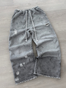Pantalones Jogger Holgados para Hombre, 100% Algodón de Alto Gramaje, con Lavado Ácido, Efecto Desgastado y Rasgado, Personalizados - Product Image 1