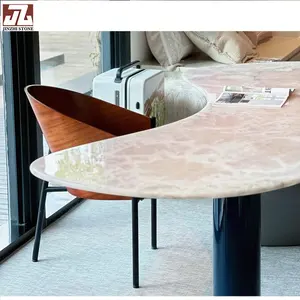 Natural Stone Luxury Pink Onyx Marble Coffee Side Kitchen Island Dining Table Bathroom Countertop For Villas And Hotels