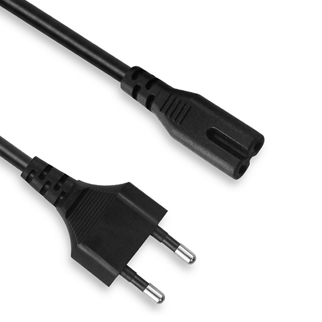 Кабель питания европейского стандарта, 1,5 м, 2 контакта, шнур питания европейского стандарта, шнур питания из ПВХ, кабель питания переменного тока для ПК, компьютера