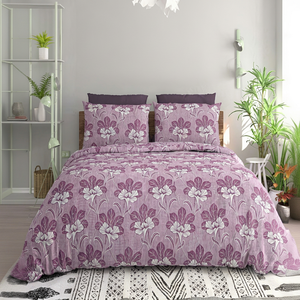 Luxury 100% Cotton 300tc Dusty Mauve Floral Printed Bedsheet Set 2 <b>Pillow</b> Covers | Soft Breathable Quality Home Bedding | OEM - Product Image 1