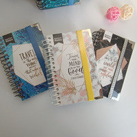 Mode voyage taille pratique blanc en spirale marbre bande élastique à couverture rigide pour étudiants, Agenda planificateur Mini Journal carnet A6