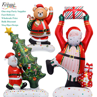 Wholesale <strong>3D</strong> Standing Santa Holding Christmas Tree Foil Balloon Large Cartoon Xmas Balloon Christmas Eve Party Photo <strong>Decor</strong> Toy