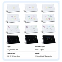 Interruptores de Luz Inteligentes AU, Interruptor de Pared WiFi de 6 Canales con Panel Táctil de Vidrio Blanco, Compatible con 2 y 3 Vías para Actualizar Interruptores Normales