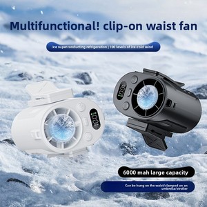 Ventilateur portable tour de cou et de taille, ventilateur personnel à puce de refroidissement rapide, affichage numérique, contrôle de vitesse infini, USB pour voiture - Product Image 4