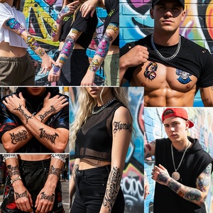 Tatuajes Temporales Estilo Grafiti Urbano Americano, Resistentes al Agua, Duraderos, Coloridos, con Letras de Dibujos Animados - Product Image 2