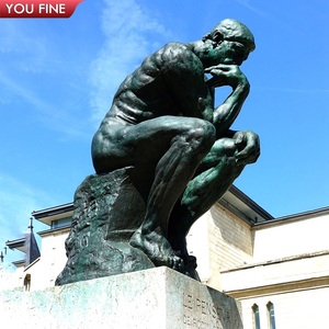 YOUFINE Art public décor grandeur nature penseur Statue Auguste <span class=keywords><strong>Rodin</strong></span> <span class=keywords><strong>Bronze</strong></span> pensant homme Sculpture à vendre - Product Image 3