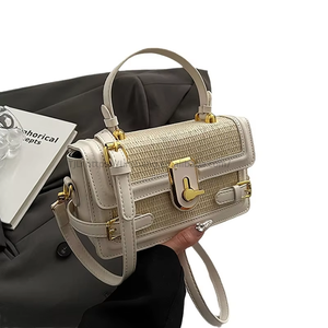 Spring New Simple Straw Shoulder Bag for Women Fashionable Handheld <b>Small</b> Crossbody <b>Handbag</b> Zipper Closure Portable Tanjing - Product Image 1