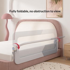 Barrière de sécurité pliable moderne pour bébé, réglable, anti-chute, avec maille respirante pour lit bébé/lit double/lit complet - Certifiée CE - Product Image 2
