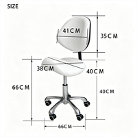 Tabouret de beauté Elite avec base en acier inoxydable, roulettes, pour technicien des cils, esthéticienne, mobilier de salon
