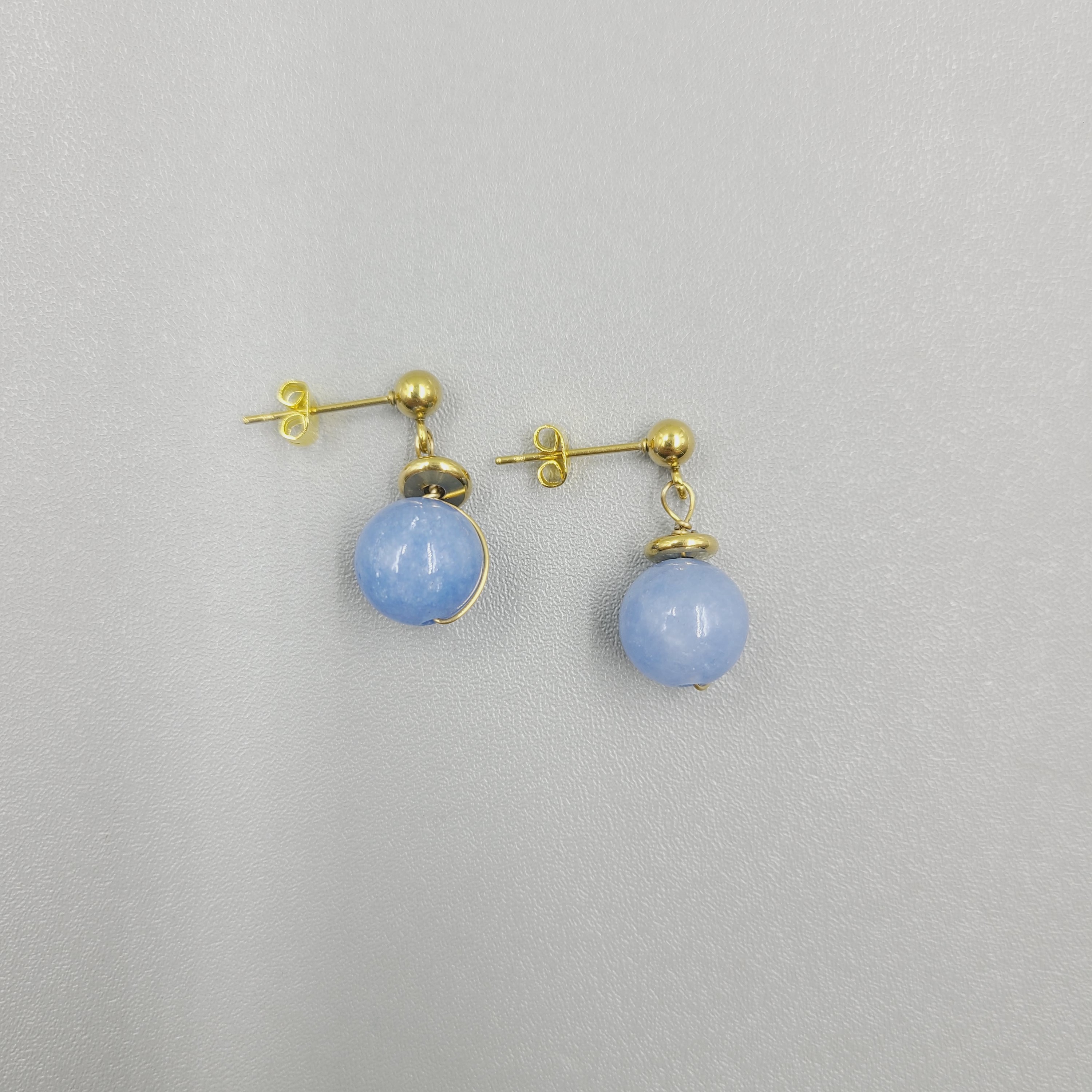 Boucles d'oreilles en or et aigue-marine