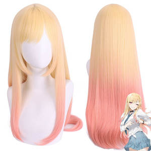 Pelucas de Cosplay Ainizi de 85 cm de Largo, Lisas, Amarillas con Mezcla de Rosa, de Anime My <span class=keywords><strong>Dress</strong></span>-<span class=keywords><strong>Up</strong></span> <span class=keywords><strong>Darling</strong></span> Kitagawa Marin para Mujer - Product Image 1