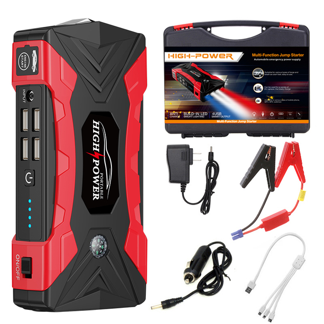 High Power 12V Car Jump Starter Power Bank Multi-Function Portable Lithium Battery Booster Emergency Start Kit