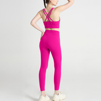 Damen Yoga-Set: Sport-BH & Leggings für Fitness, Laufen, Cross-Back, High Waist, Po-Lifting, Gebürstet, Ganzjährig