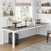 Bureau de travail à domicile pour 2 personnes, bureau d'ordinateur extra long de 78,7 pouces, double poste de travail pour bureau à domicile, bureau de travail pour deux personnes (chêne)