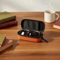 Étui à lunettes étanche et réglable en EVA orange avec double compartiment et mousqueton pour le sport et l'usage quotidien