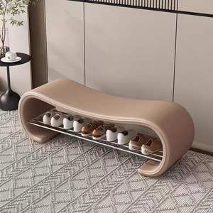 Banco para zapatos minimalista de estilo italiano para la entrada, banco alargado creativo de diseño moderno, taburete para el pie de la cama - Product Image 6