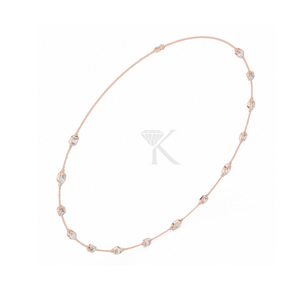 Collier à maillons en or massif 14 carats avec diamants de laboratoire de forme fantaisie, sertis clos, taille marquise et taille émeraude - Product Image 6