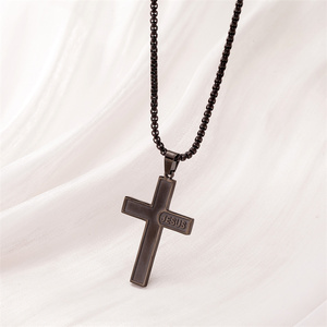 Vente chaude No Fade En Acier Inoxydable Plaqué Or 18k Bijoux De Mode Hip Hop Punk Hommes Croix <span class=keywords><strong>Jésus</strong></span> Lettre Collier - Product Image 4