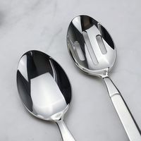 Lot de cuillères de service en acier inoxydable poli miroir, ajourées et pleines, pour hôtels, restaurants et banquets