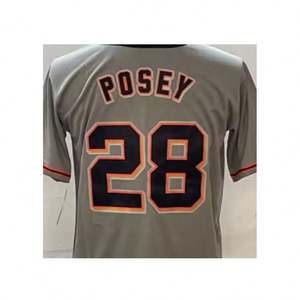 Buster Posey gri en kaliteli işlemeli dikişli beyzbol forması gemi hazır - Product Image 1