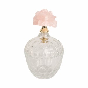 Bottiglia decorativa in vetro con coperchio a forma di fiore in pietra rosa per decorare la casa, il soggiorno, la camera da letto e la sala da pranzo - Product Image 3