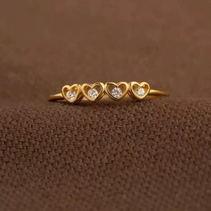 Joyería fina lindo anillo de eternidad 925 plata esterlina 18K chapado en oro hueco corazón CZ circón anillo de dedo para mujer regalo de boda - Product Image 4