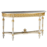 Table console sculptée en bois massif classique antique avec meubles de salon de luxe en marbre pour une utilisation dans le hall