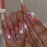 24 Uñas Postizas Largas Tipo Bailarina con Diseño de Diamantes Brillantes, ABS, Cobertura Completa, Personalizables, Estilo Candy