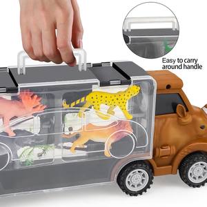 Camion conteneur rhinocéros <span class=keywords><strong>de</strong></span> stockage Portable Yongnkids avec 4 mini animaux jouets et deux arbres ensemble <span class=keywords><strong>de</strong></span> jeu en plastique pour les enfants - Product Image 5