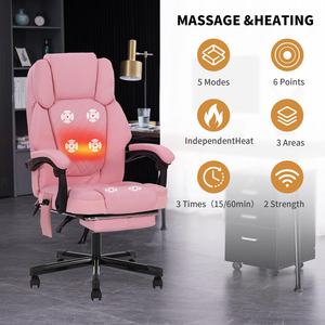 Hochleistungs-Bürostuhl mit rosa Massage Ausziehbare Fuß stütze 6-Zonen-Vibrationsheizung 400lbs Hochleistungs-Liegestühle - Product Image 5