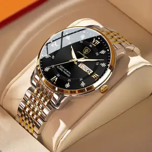 POEDAGAR 836 New Casual Chronograph Men's Watches Stainless Steel Band Business Quartz Wristwatch with Luminous Pointers