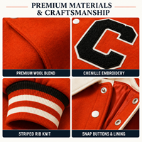 Veste universitaire personnalisée OEM ODM pour homme, mélange de laine, manches en similicuir, patch en chenille, broderie, veste de baseball, veste Letterman, vente en gros