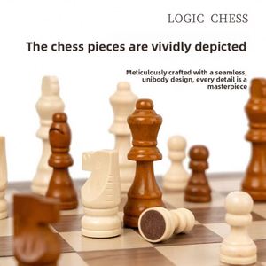 Large Solid Wood Double Queen Magnetic Chess Set,Foldable Checkers Board With Color Box Packaging for Family Game <b>Gift</b> - Product Image 3