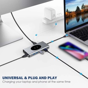 Promoción de fábrica 15 en 1 USB C Hub a USB3.1 Adaptador convertidor cargador inalámbrico tipo C Hub multifuncional C tipo PD adaptador - Product Image 5