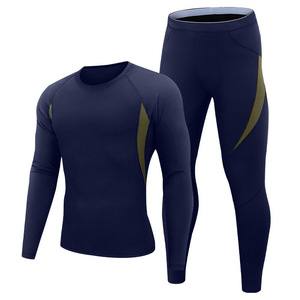 Men Thermal Underwear Set Long Sleeve Fleece Lined Warm <b>Base</b> <b>Layer</b> For Outdoor Fitness Tactical Wear - Product Image 3