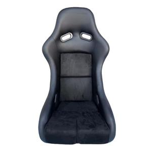 Siège baquet de course en fibre de verre avec surpiqûres noires personnalisées en daim et <span class=keywords><strong>patchwork</strong></span> DOS - Product Image 1