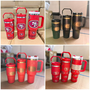 Tùy chỉnh 30oz thép không gỉ đội bóng đá Tumblers trò chơi ngày cách điện Cốc thể thao với rơm - Product Image 3