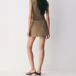 Women's Brown Knitted Short <b>Skirt</b>-Simple Stylish Casual Design High Quality Custom-Made Factory Product - Product Image 5