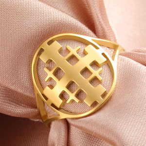 Myshape Bague Croix de Jérusalem Croisé Chevalier Templier Bague Cadeau Chrétien Bijoux Religieux en Acier Inoxydable - Product Image 3