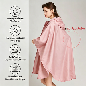 Poncho Impermeable para Mujer, Talla Única, para Exteriores, con Bolsa Portátil, Sin Olor, Reutilizable, de Poliéster 210T, Impermeabilidad de 10.000 mm, Libre de PFAS - Product Image 1