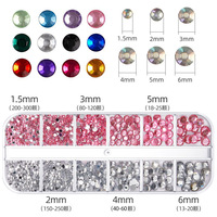Kit de 12 grilles de strass pour ongles, best-seller, avec cristaux AB, perles, billes en acier et diamants en verre, pour la décoration d'ongles
